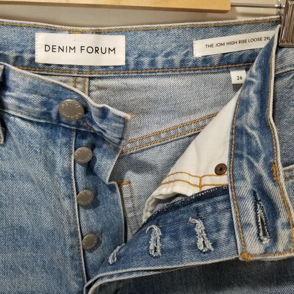 Denim Forum Jeans 26 29L The Joni High Rise Loose Button Fly Aritzia RCX10-6727B - Picture 5 of 12